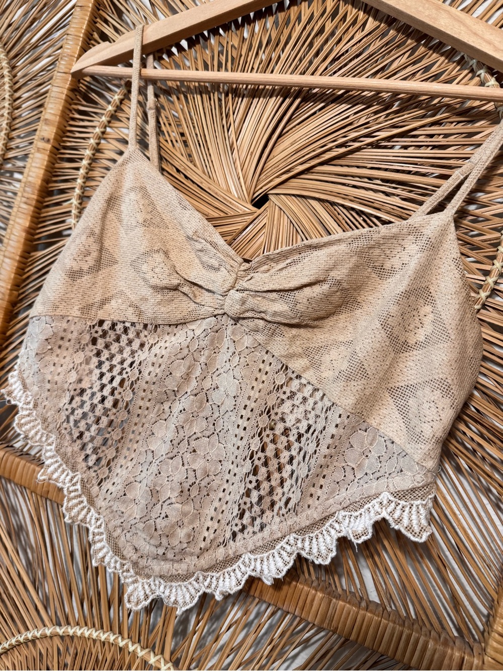 Free People Set| OOAK Hand Tea Dyed by me| Boho Lace Maxi Skirt - Beige| Sz: 2 - Picture 3 of 16